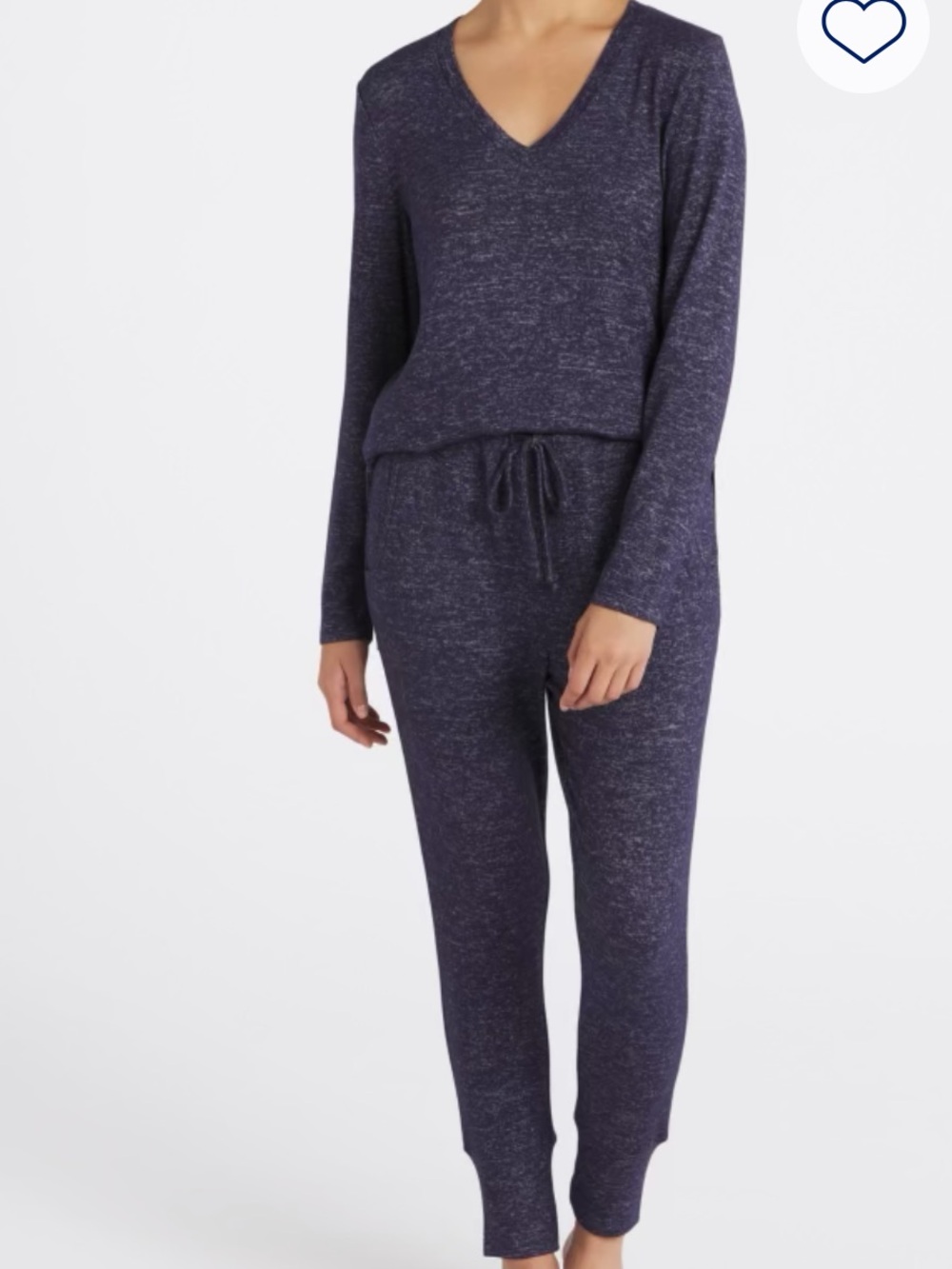 bobeau Heather Navy V‑Neck Tunic & Jogger Loungewear Set